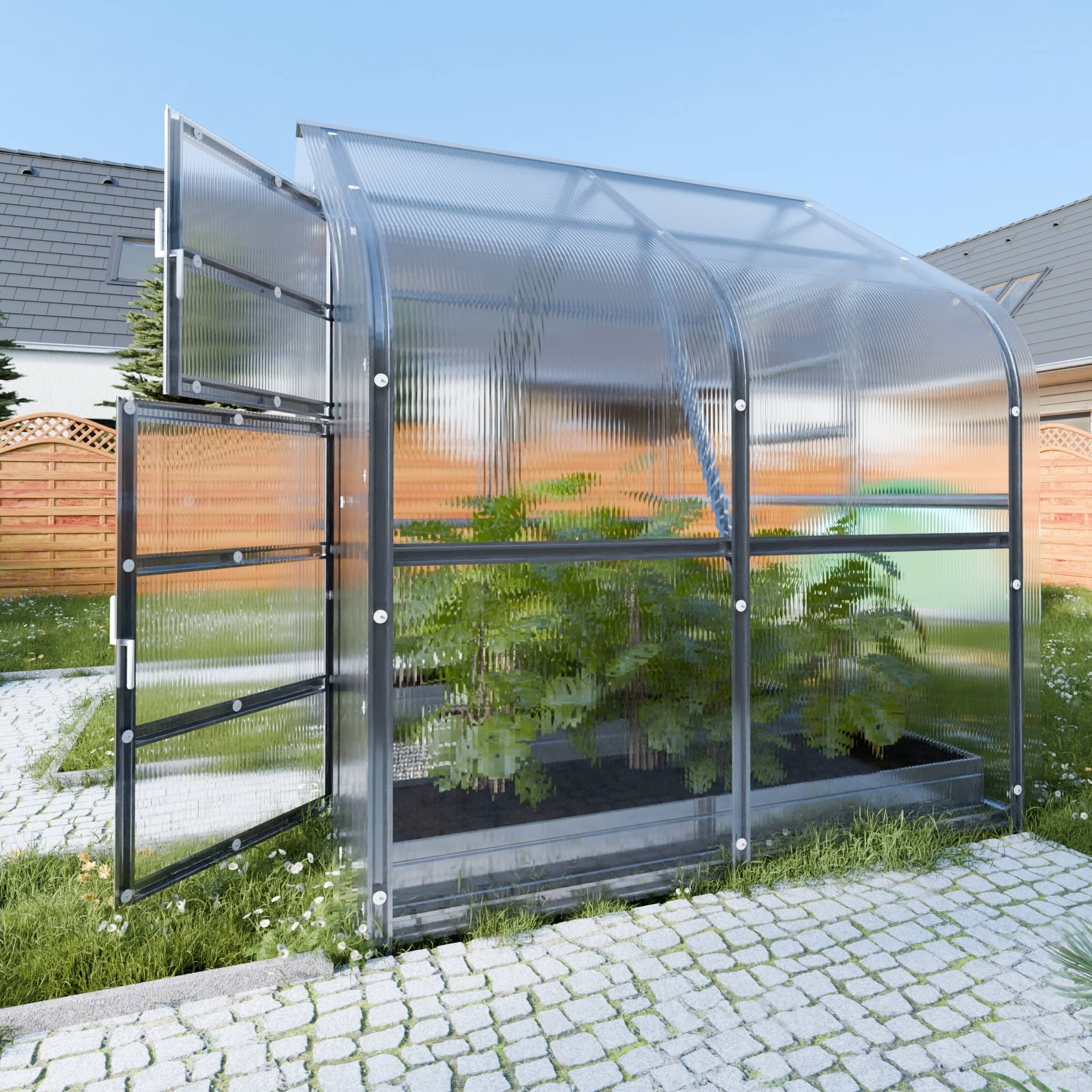 Šiltnamis KLASIKA Drop - 6 mm storio kanalinis polikarbonatas - 2,5 x 4 m (10 m²) - Image 2