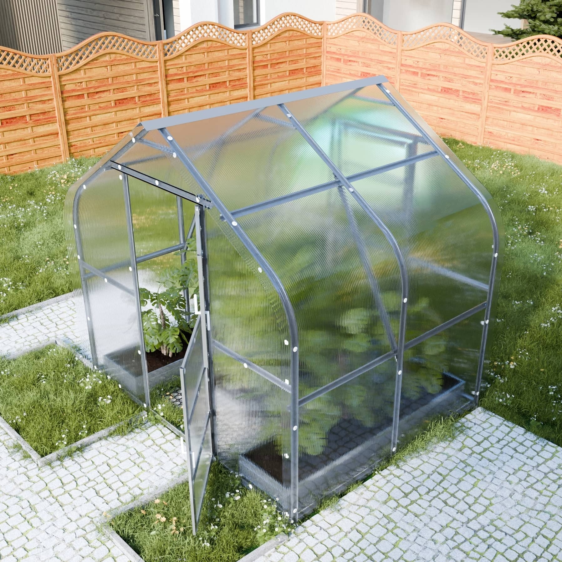 Šiltnamis KLASIKA Drop - 6 mm storio kanalinis polikarbonatas - 2,5 x 4 m (10 m²) - Image 3