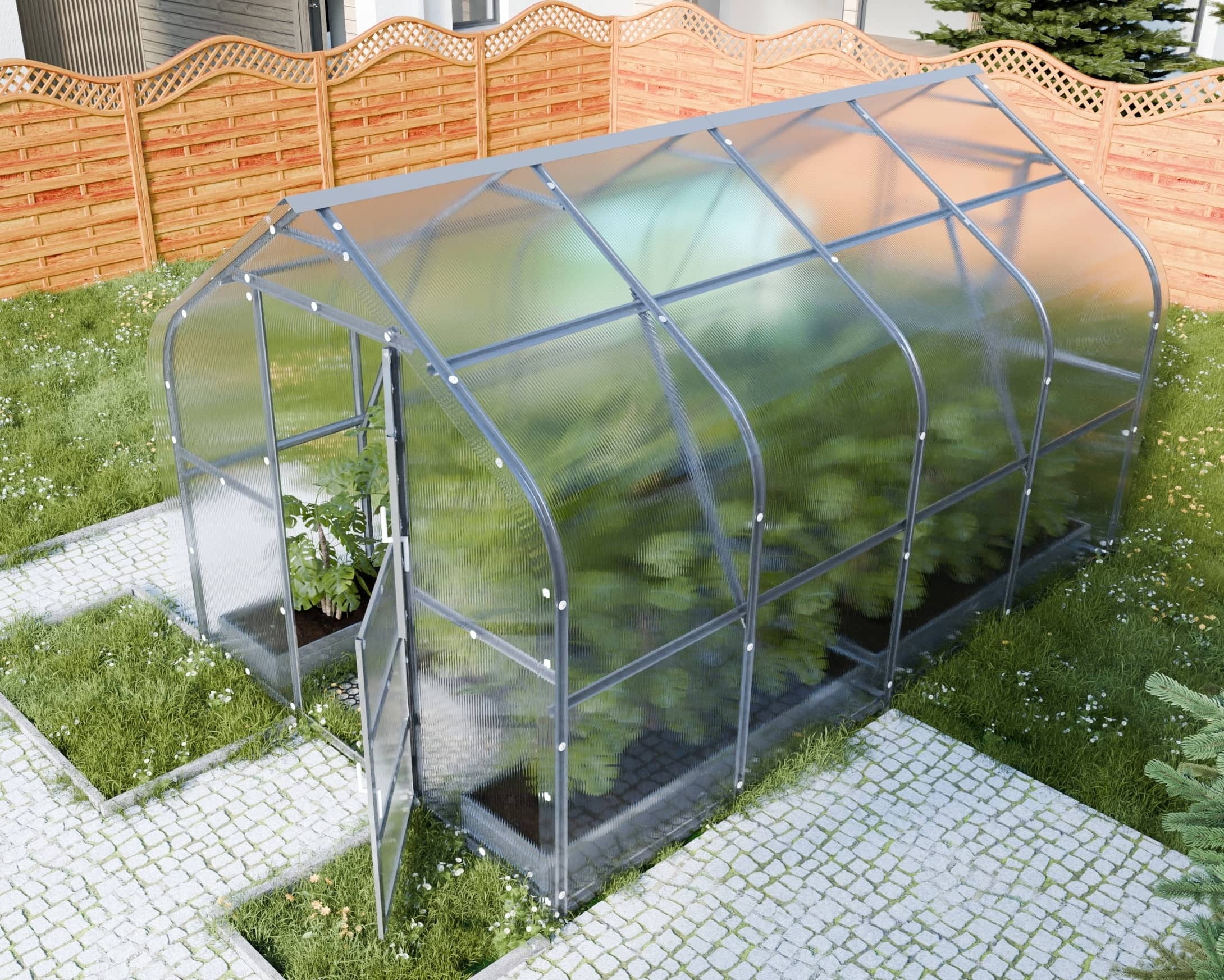 Šiltnamis KLASIKA Drop - 6 mm storio kanalinis polikarbonatas - 2,5 x 4 m (10 m²) - Image 8