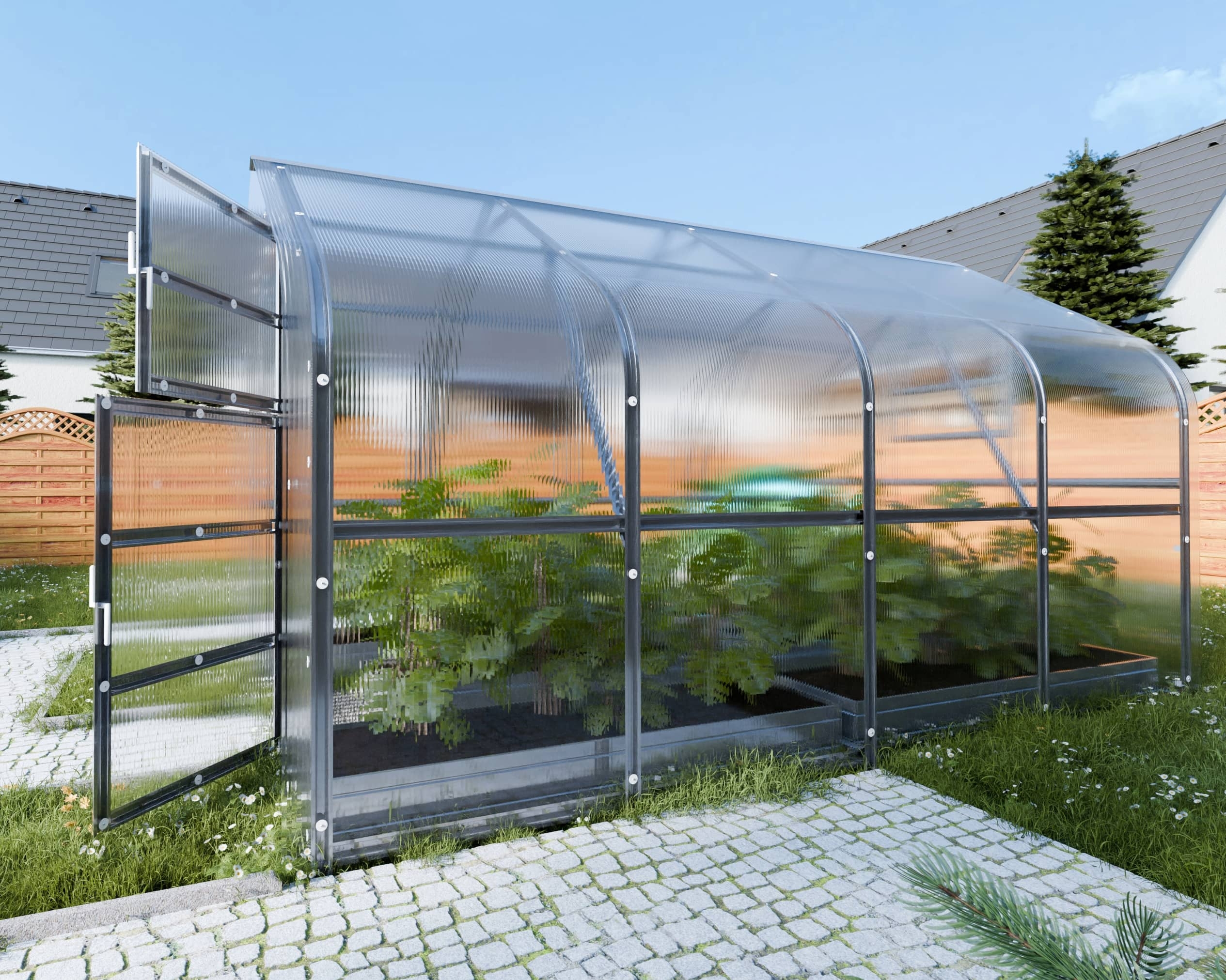 Šiltnamis KLASIKA Drop - 6 mm storio kanalinis polikarbonatas - 2,5 x 4 m (10 m²) - Image 9