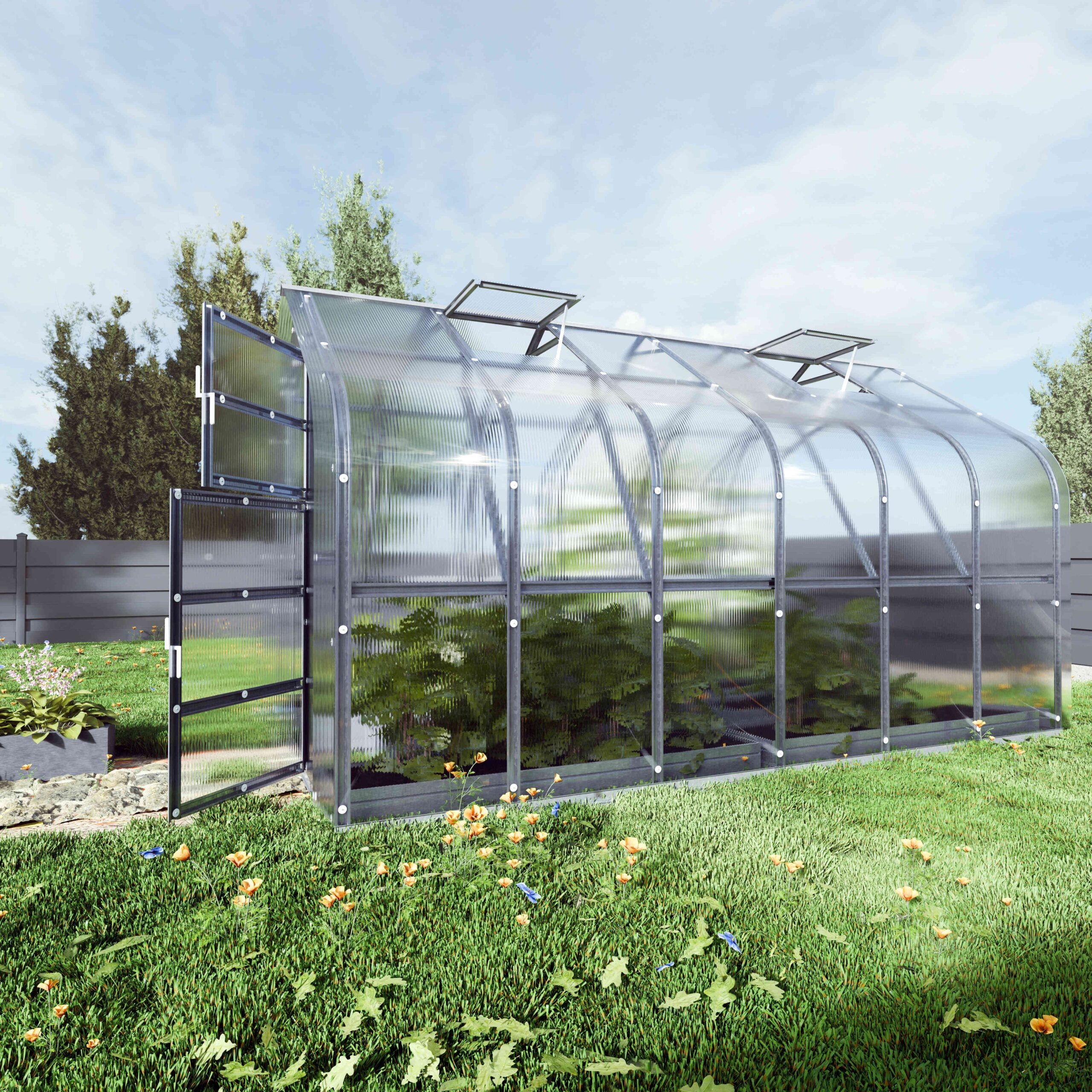 Šiltnamis KLASIKA Standart - 4 mm storio kanalinis polikarbonatas - 2,5 x 8 m (20 m²) - Image 2