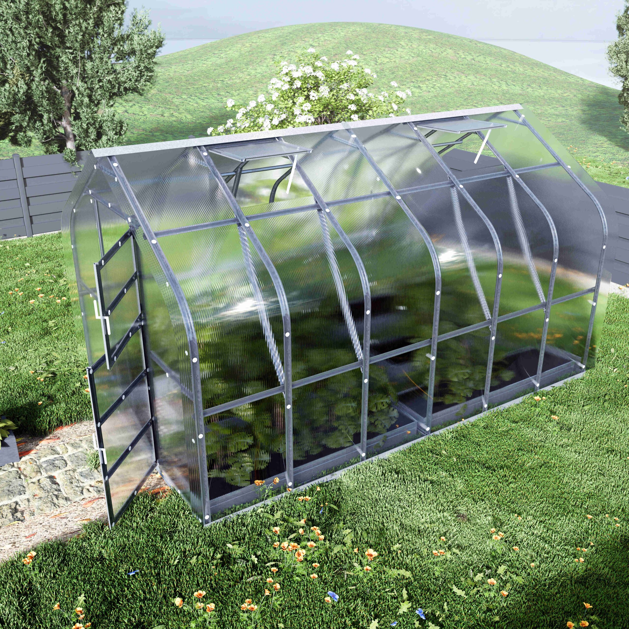 Šiltnamis KLASIKA Standart - 4 mm storio kanalinis polikarbonatas - 2,5 x 8 m (20 m²) - Image 3
