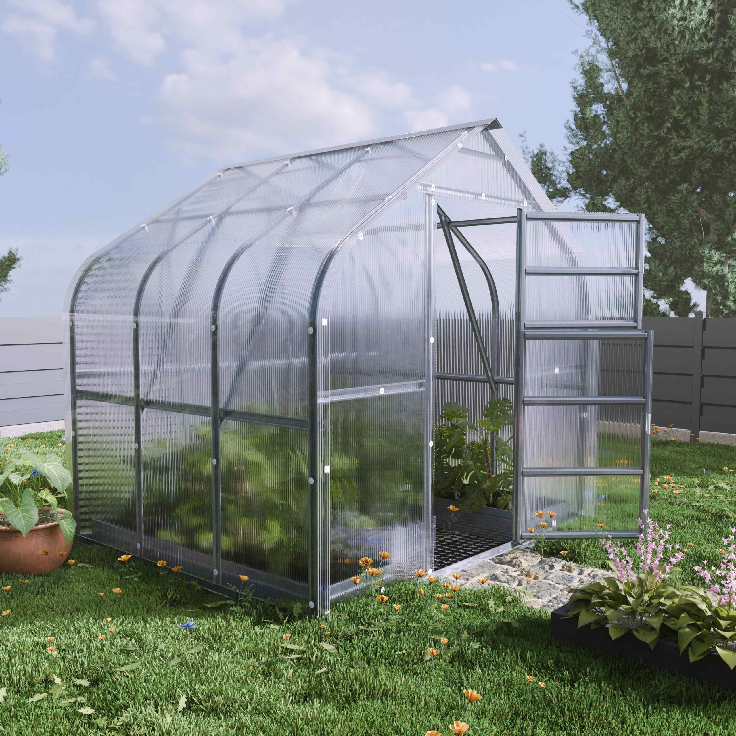 Šiltnamis KLASIKA Standart - 4 mm storio kanalinis polikarbonatas - 2,5 x 8 m (20 m²) - Image 7