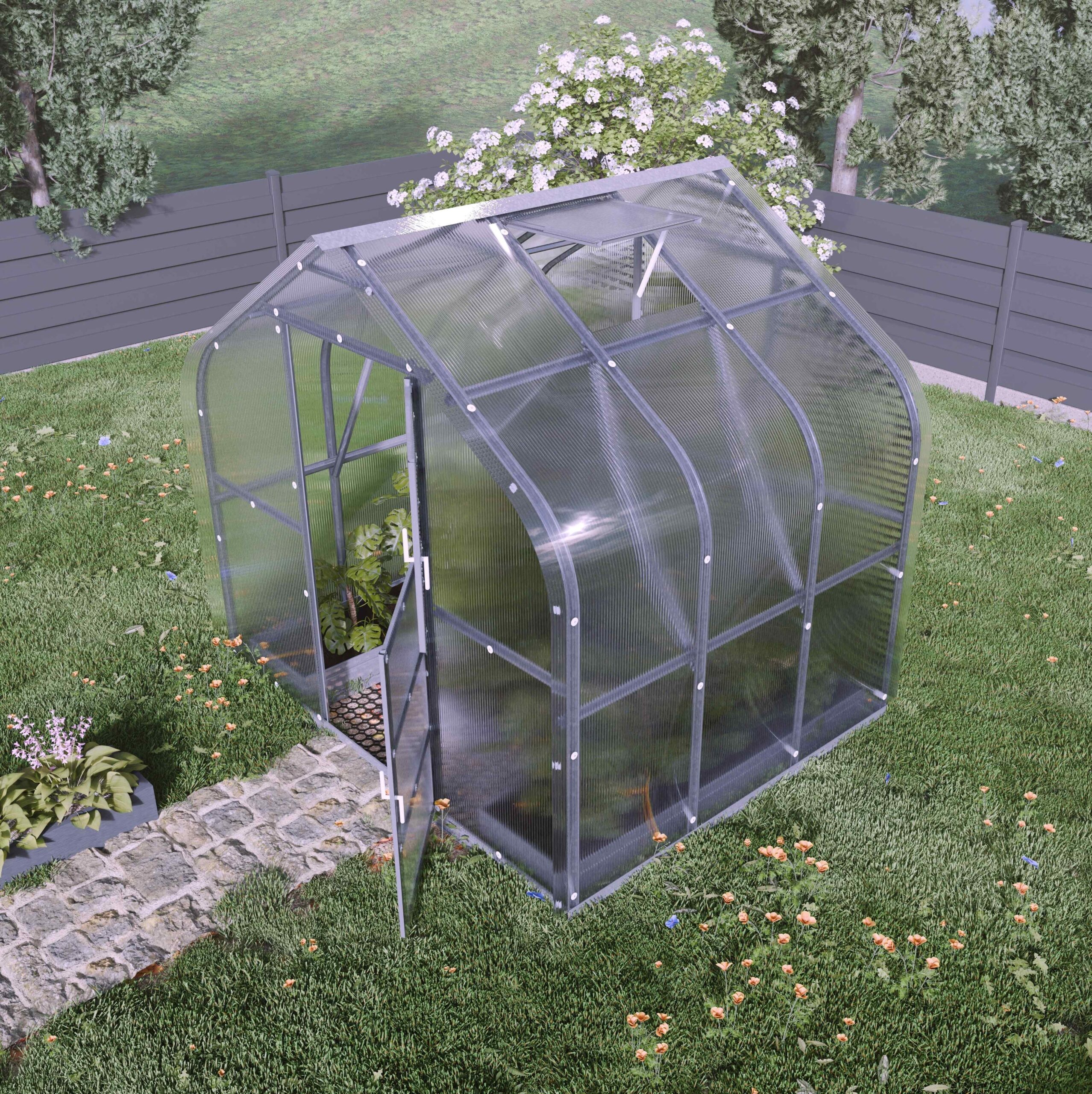 Šiltnamis KLASIKA Standart - 4 mm storio kanalinis polikarbonatas - 2,5 x 8 m (20 m²) - Image 8