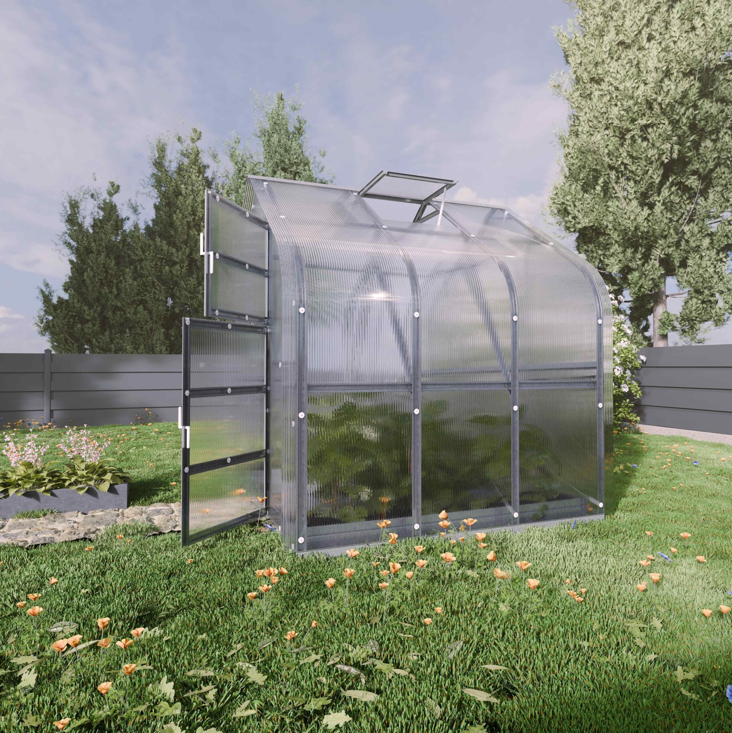 Šiltnamis KLASIKA Standart - 4 mm storio kanalinis polikarbonatas - 2,5 x 8 m (20 m²) - Image 9